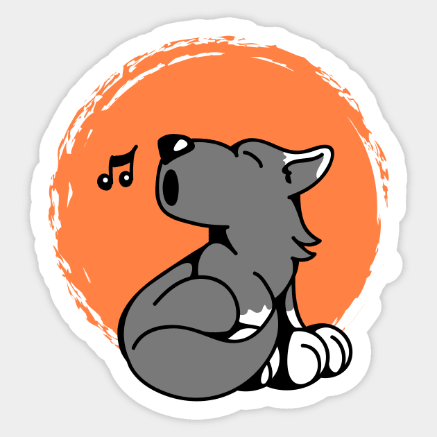 Little Wolf howls at the Moon Sticker by schlag.art